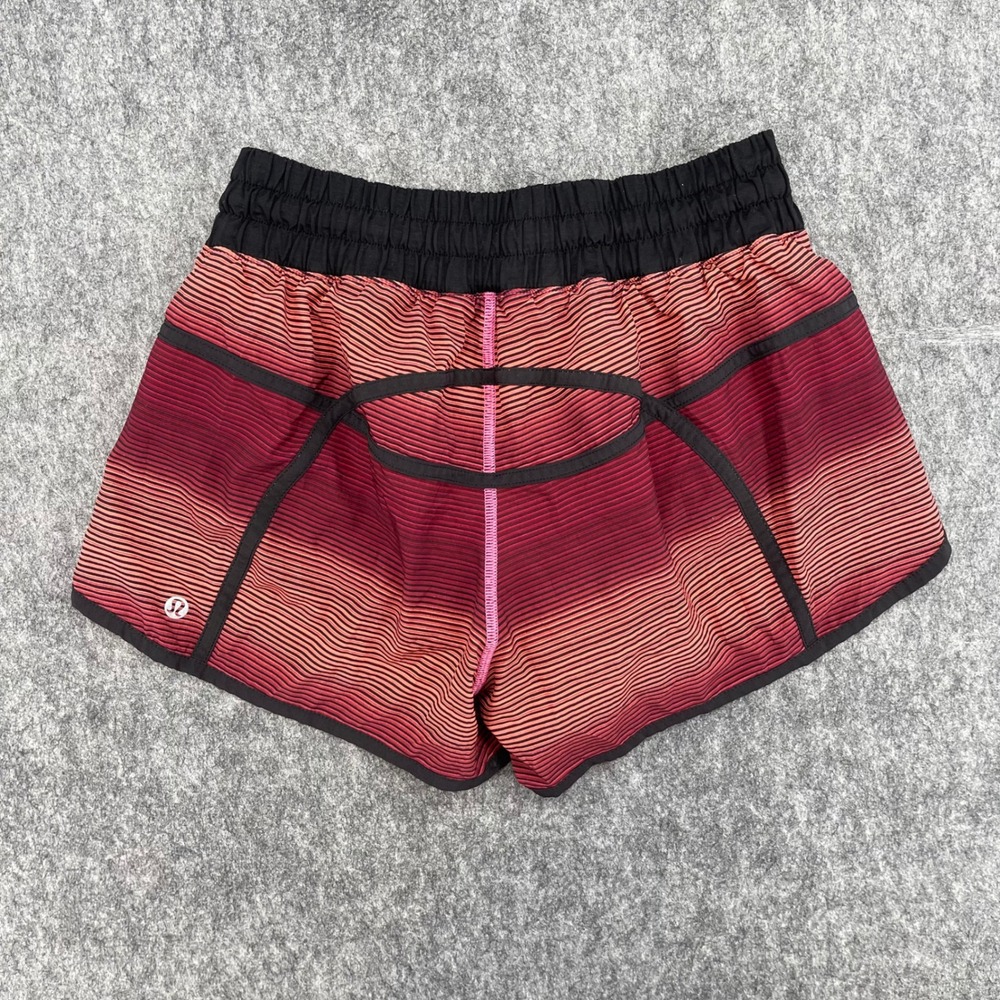 Lululemon Shorts Womens 6 Red Tracker Shorts III Striped Running Athletic